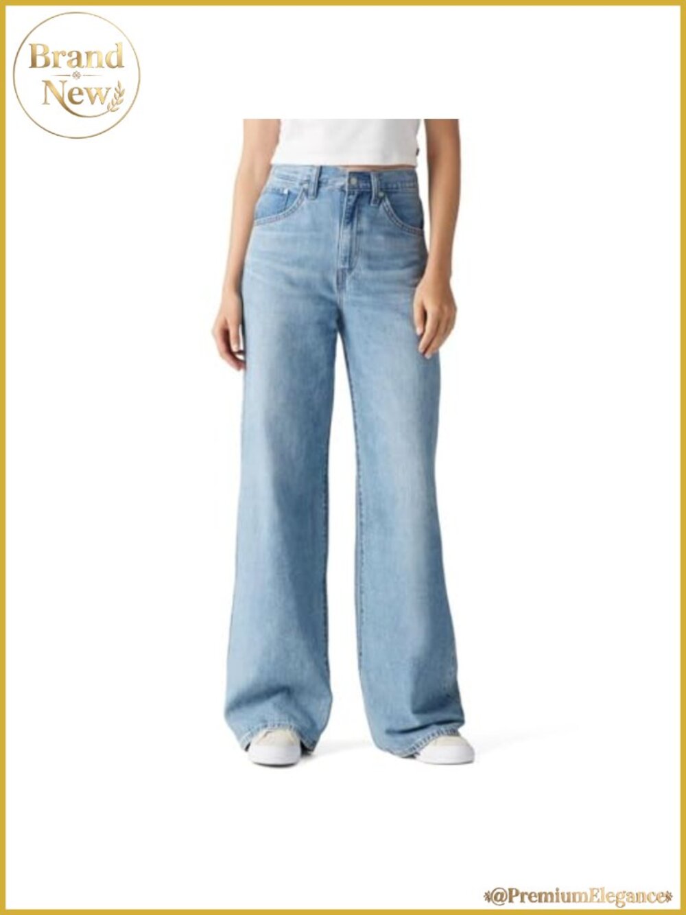 High Rise Baggy Wide Leg Jeans Non-Stretch Cotton Straight Leg with Back